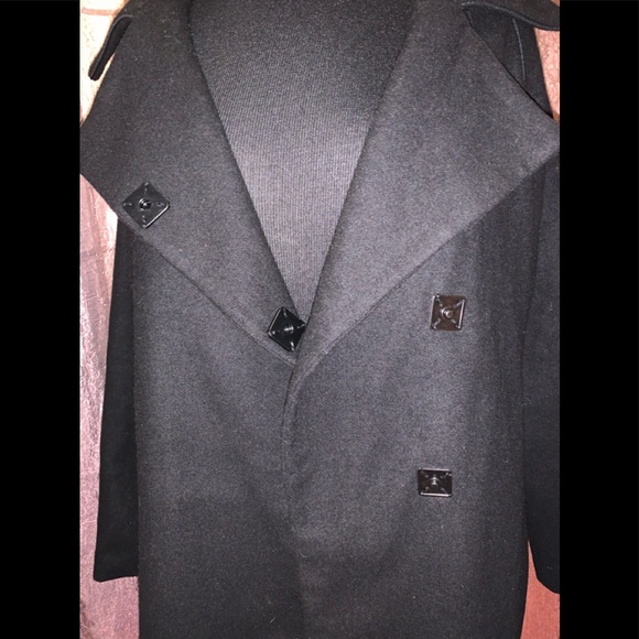 Skunkfunk “yaelle” snap bottom up black wool coat - Picture 2 of 8
